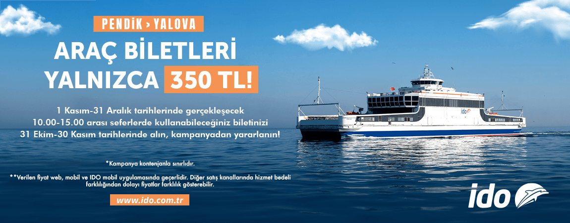 Pendik-Yalova Araç Biletleri Yalnızca 350TL!